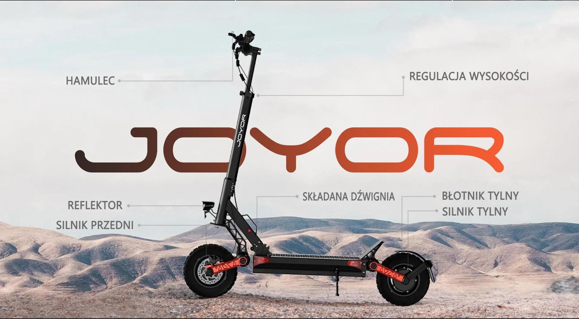 Joyor S10-S-Z 2025 Składany Hulajnoga Elektryczna – 1000W Podwójny Silnik Akumulator 60V18Ah Kolorowy Wyświetlacz o Wysokiej  – Czarny