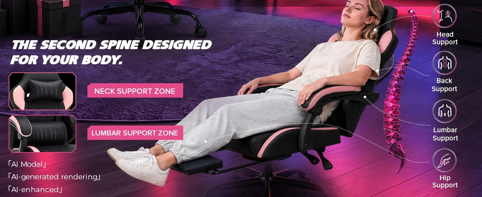 Sedia da gaming GTPLAYER, sedia da ufficio, poltrona da gaming con poggiapiedi, sedia da gaming ergonomica con braccioli regolabili, sedia da scrivania regolabile in altezza