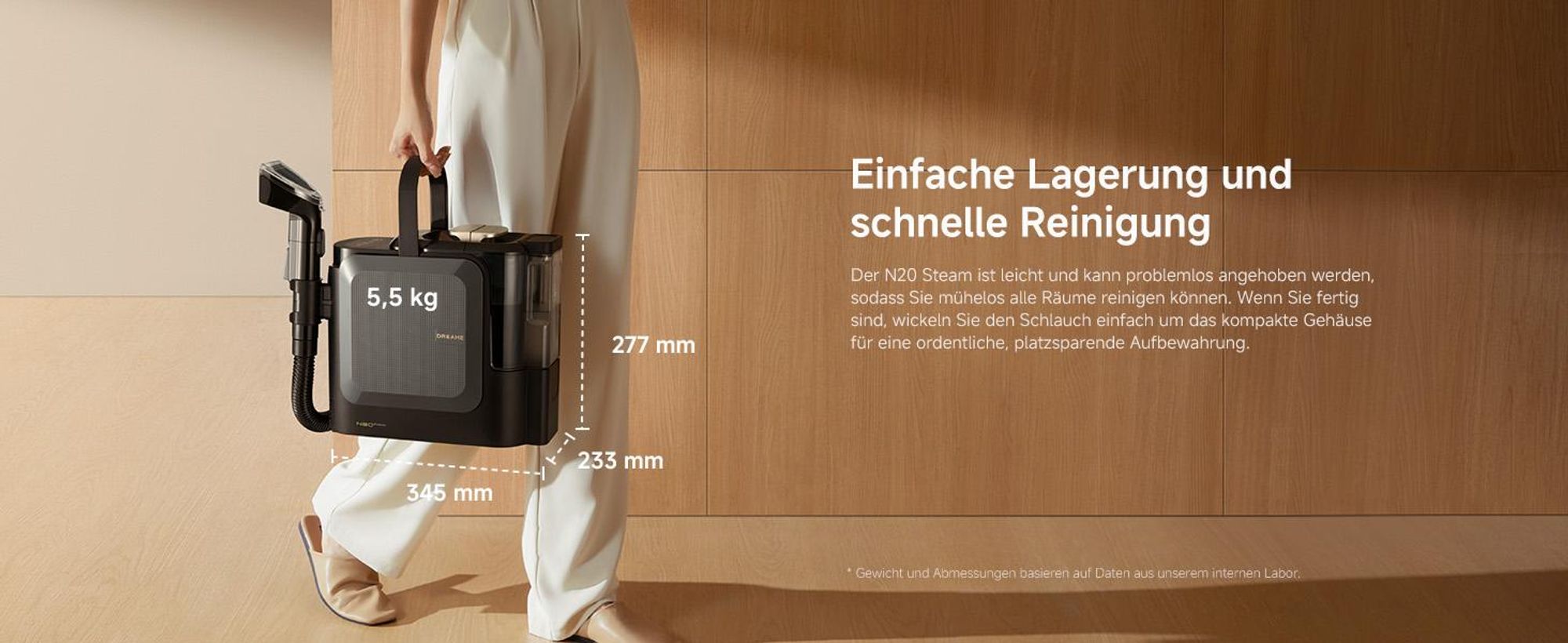 Dreame N20 Tragbarer Nass-und Trockensauger,17kPa Saugkraft,100°C Dampfreinigung,70°C Heißwasserreinigung,20Min Schnelltrocknung,Selbstreinigung