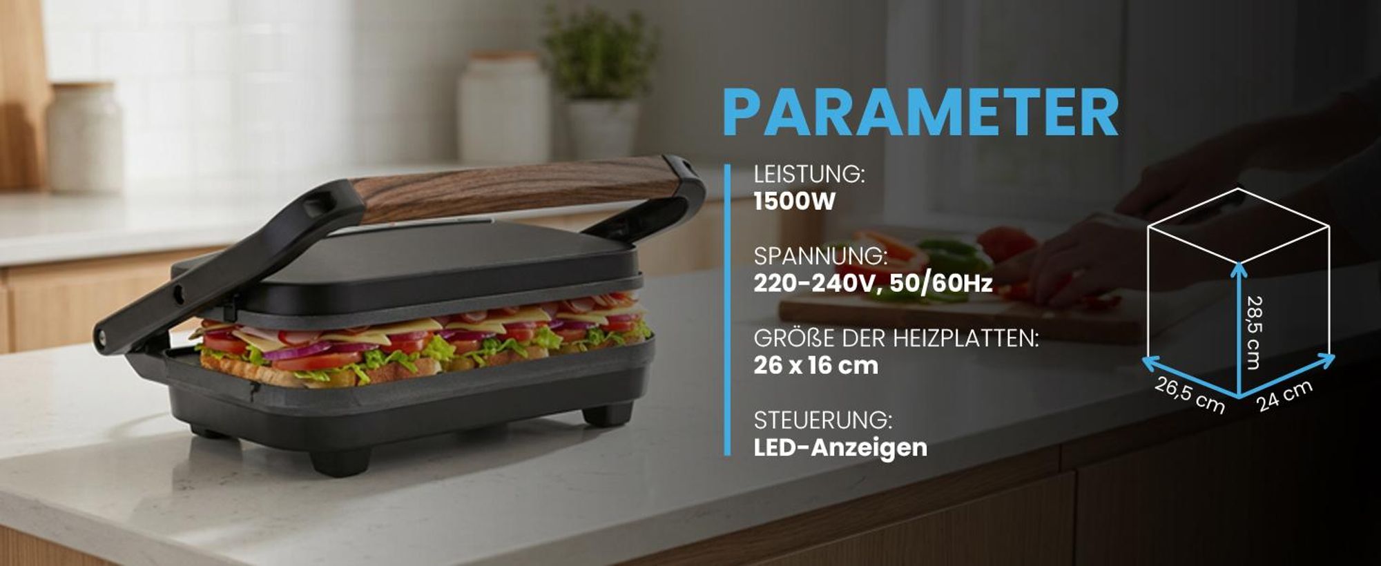 Elektro-Kontaktgrill Antihaft für Sandwiches und Panini