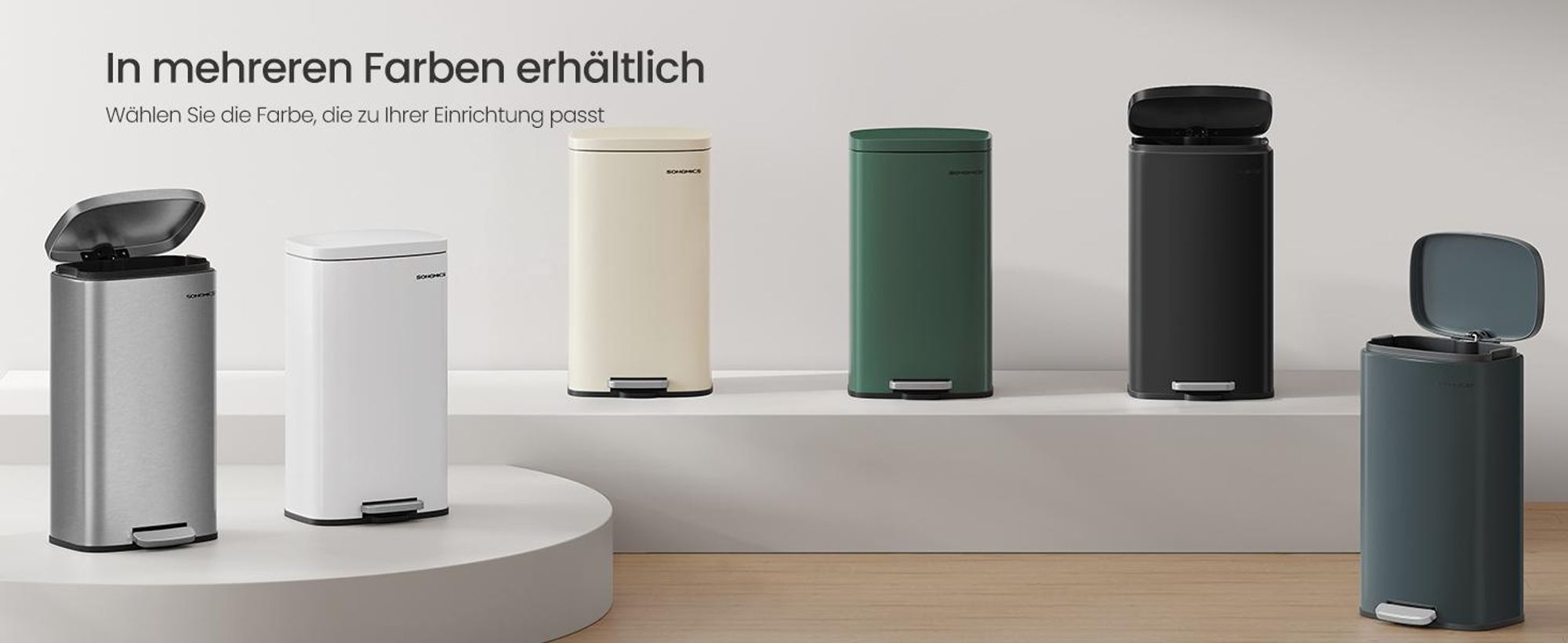 SONGMICS Mülleimer Küche, 30 Liter, Abfalleimer, Tretmülleimer, Küchenmülleimer mit Softclose-Deckel und Inneneimer