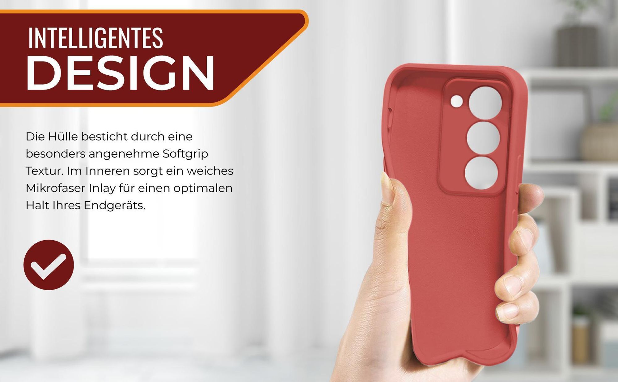 Slimcover in Rot für Xiaomi Redmi 15 / 15 5G mit Mikrofraser Inlay