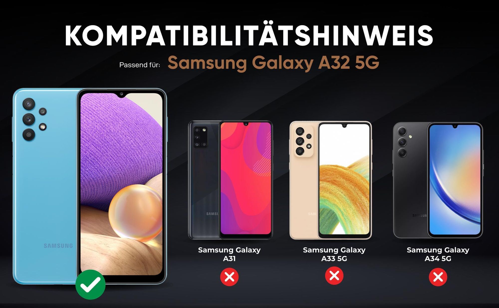 Kompatibilitätshinweise Hülle für Samsung Galaxy A32 5G