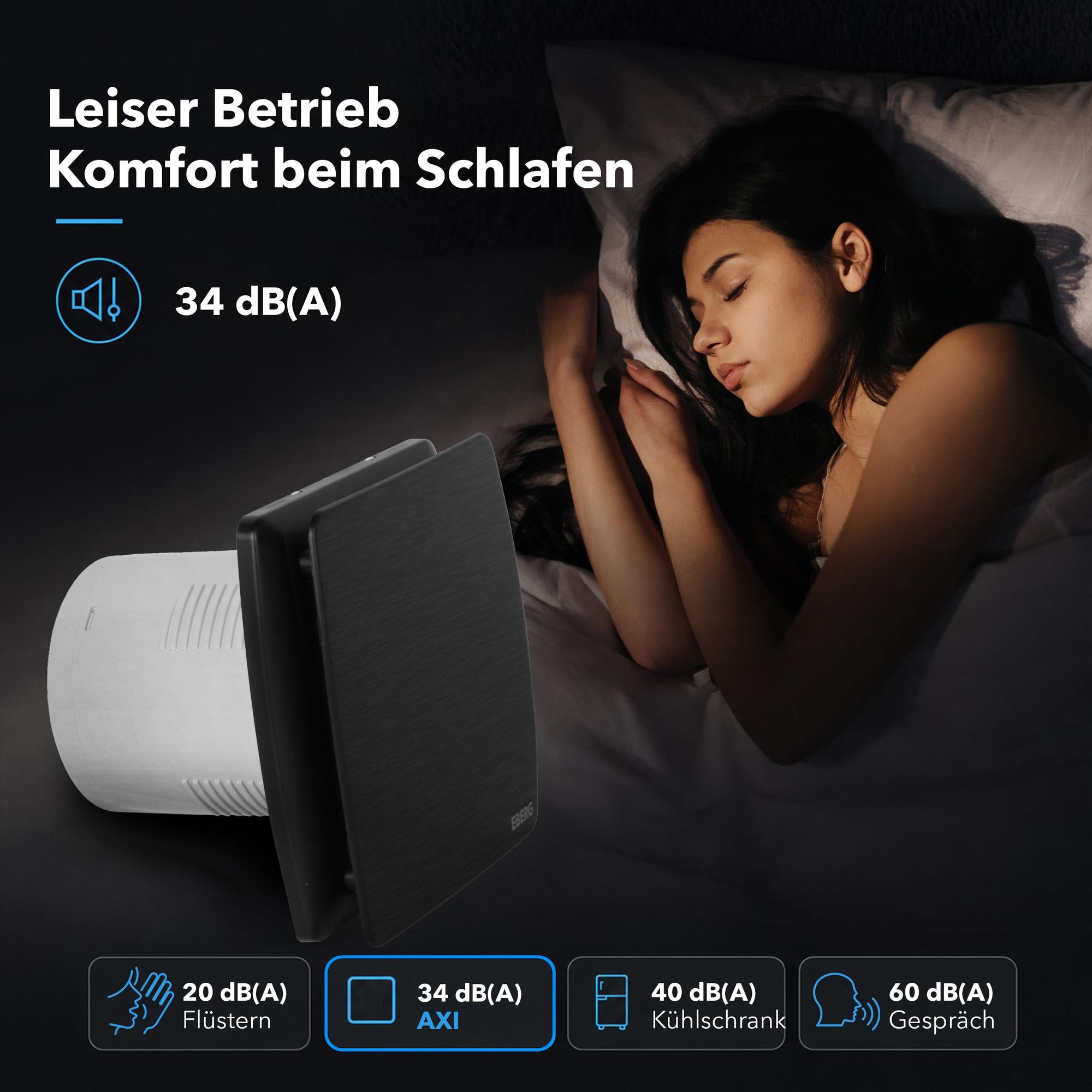 EBERG AXI 100 B Badlüfter 100 mm Rückstauklappe Schwarz