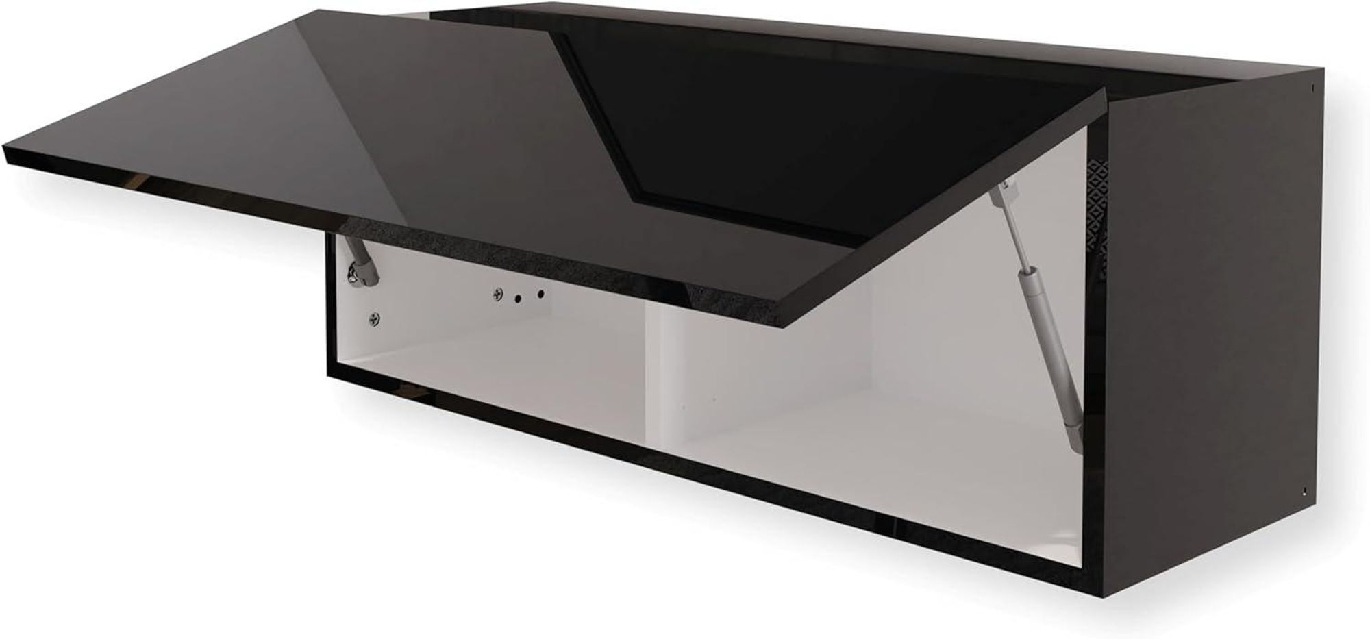Hängeschrank Schrank Hochglanz Schwarz 90 x 35 x 32 cm (BxHxT) Wandschrank für Wohnzimmer Klapphängeschrank Wandregal Aktenschrank Oberschrank