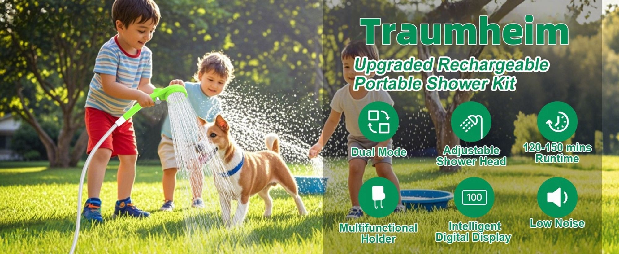 Tragbare Campingdusche Akku mit Pumpe, Camping Dusche Outdoor , Mobile Duschen Außenduschen mit Duschkopf und Schlauch, für Camping Garten Autowaschen