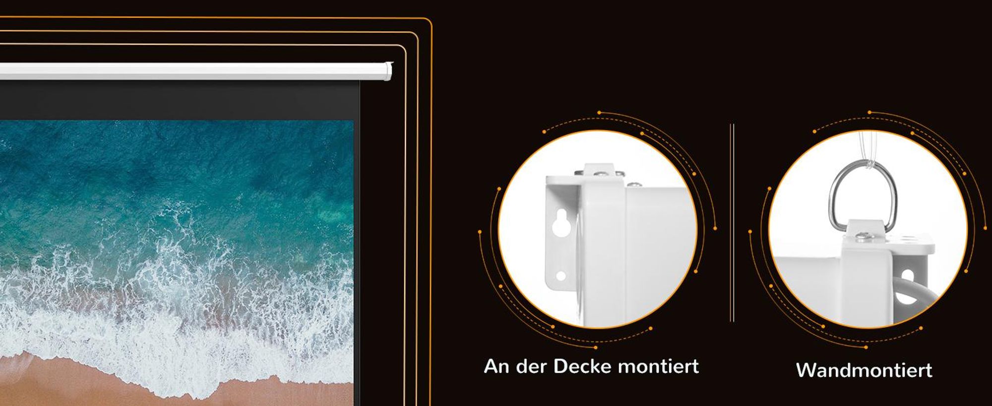 HOMCOM Beamer-Leinwand Elektrisch 266 x 149 cm 16:9 Projektionsleinwand, Metall