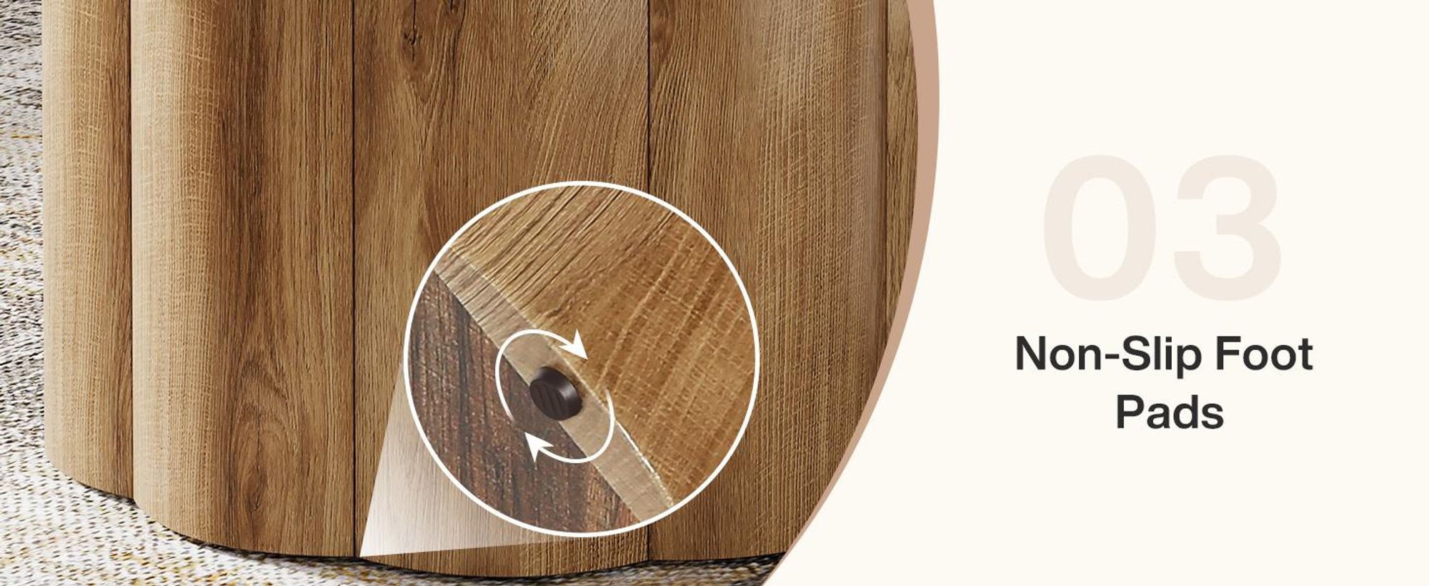 Tribesigns 80 cm runder Couchtisch, runder Cocktailtisch im Landhausstil, mit geriffeltem Trommelfuß, aus Holz für Wohnungen, kleine Räume, Braun