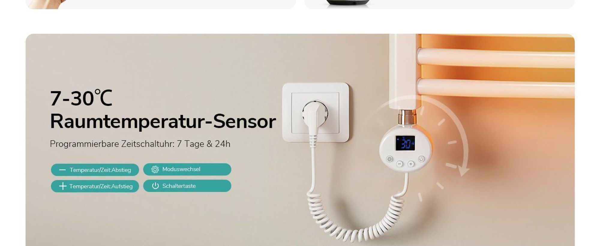 EMKE Elektrisch Handtuchwärmer 75X60cm 300W Weiß gebogen Badheizkörper Wifi Steurung Intelligent Thermostat Handtuchheizkörper