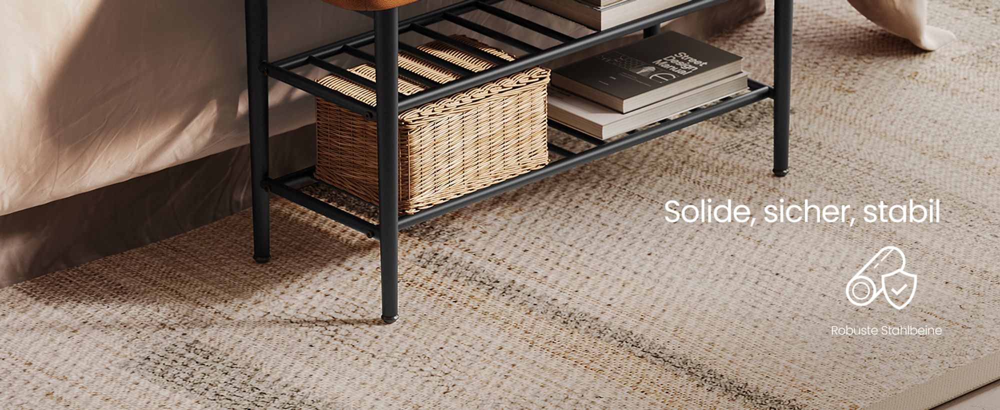 VASAGLE EKHO Kollektion - Schuhbank, Kunstleder, 30 x 80 x 50 cm, braun