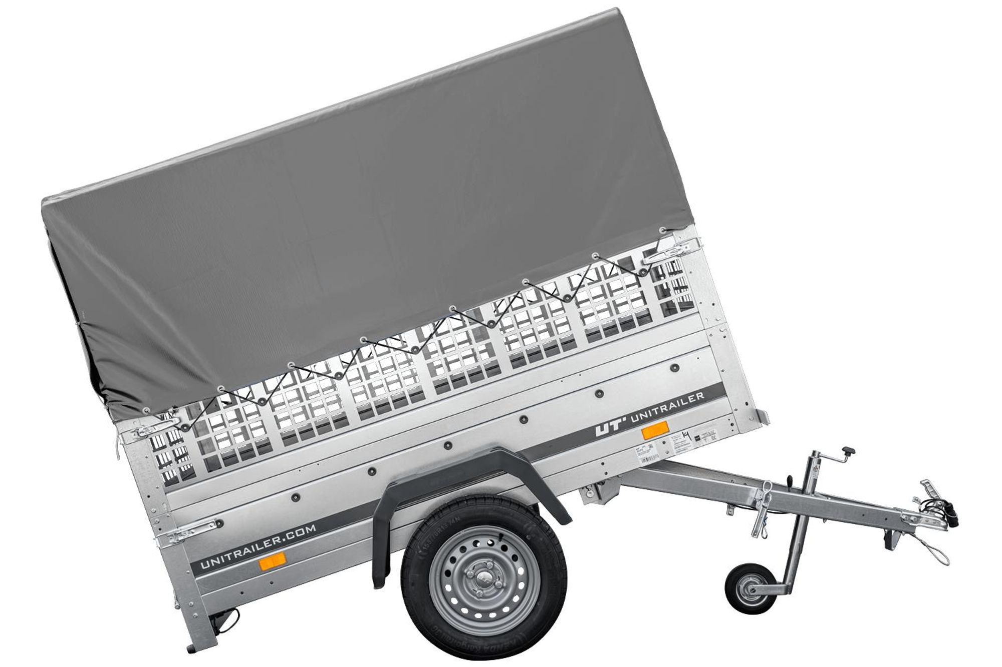 Kippanhänger Garden Trailer 200 KIPP 200x106 cm 750 kg mit Laubgitteraufsatz, Hochplane, Hochspriegel und Stützrad