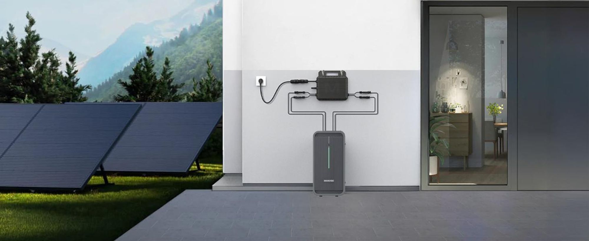 SUNNIVA® 2000W Balkonkraftwerk mit 2,24 kWh Speicher MARSTEK B2500-D, 4x 500W BIFAZIAL FULLBLACK komplett Steckdose, PV Solaranlage + Solarspeicher