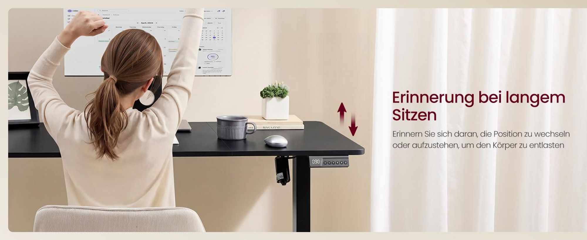 VASAGLE Elektrischer Höhenverstellbarer Schreibtisch mit Memory-Funktion und Erinnerung, 140 x 60 cm, Schwarz