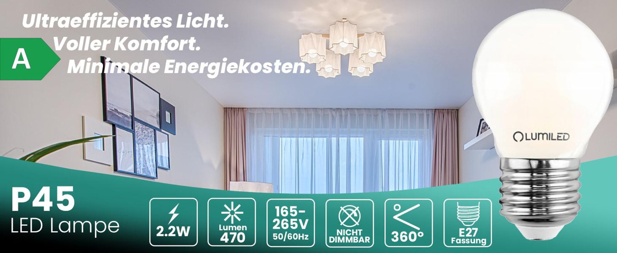 LUMILED LED 6er Set Golfball Lampe P45 E27 Ultraeffizient  2.2W 470lm Ersatz 40W 2700K Warmweiß Filament Milchglas Tropfenform 360° Abstrahlwinkel Nicht Dimmbar 6 Stück
