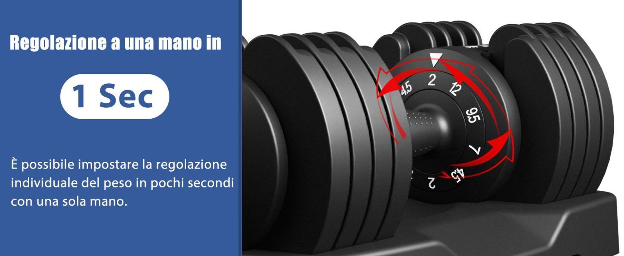 DH FitLife Set Manubri Regolabili 2-12 kg con 5 Livelli di Peso e Base Porta Pesi per Allenamento Casa