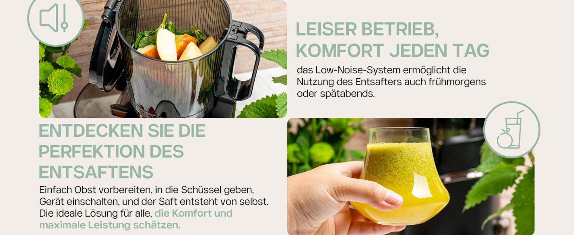 4Swiss WB025 Slow Juicer Entsafter - Kaltentsafter Saftpresse Elektrisch 13 cm XXL Einfüllschacht BPA-frei Leise Obst Gemüse Saftmaschine