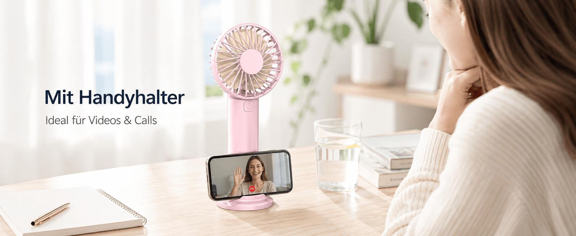 Tischventilator Leise 3 Windstufen 10 Stunden Laufzeit Extrem Starker Wind Wiederaufladbar