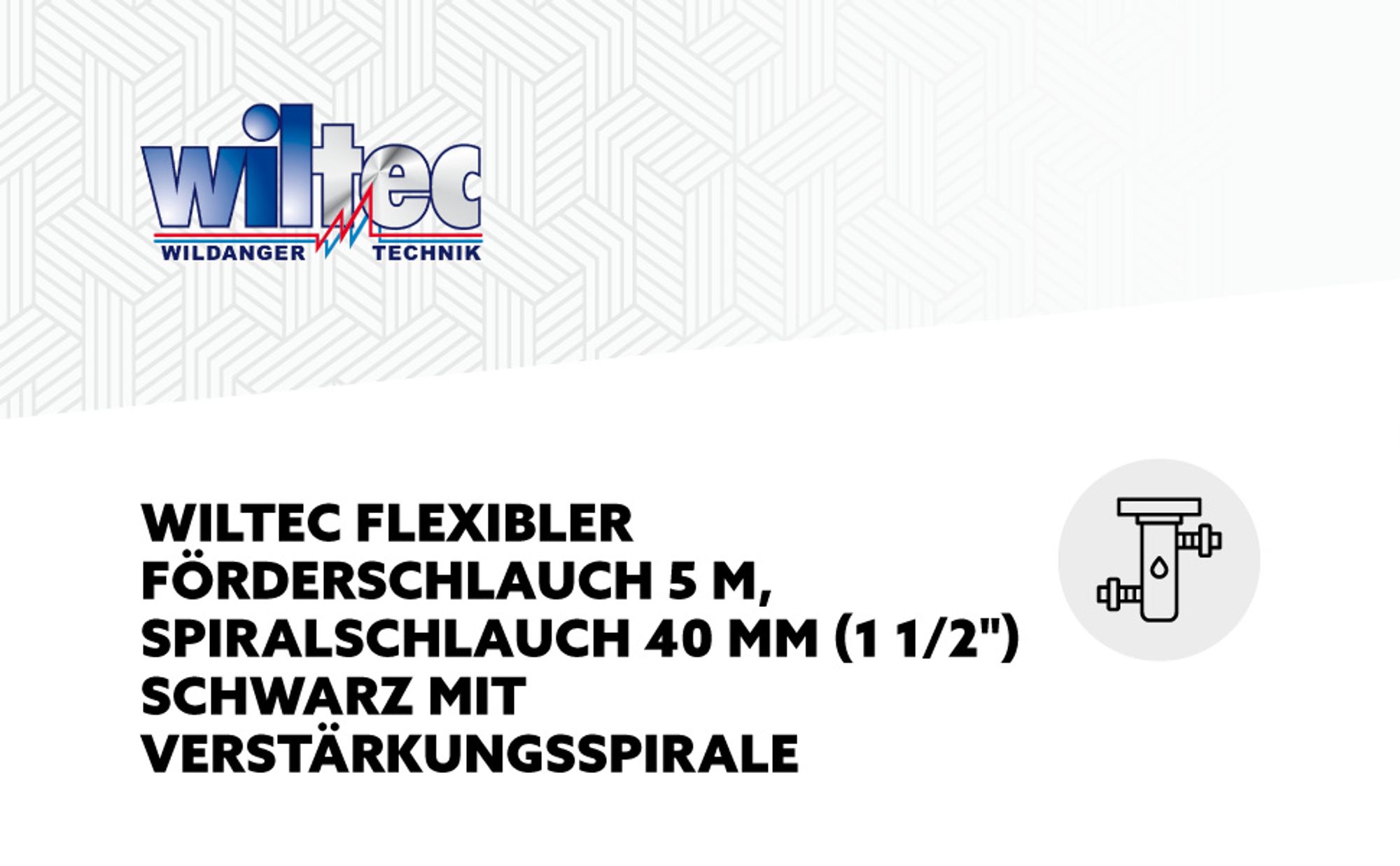 Wiltec Flexibler Förderschlauch 5m Spiralschlauch 40mm (1 1/2") schwarz mit Verstärkungsspirale Bewässerung Wasser Teich