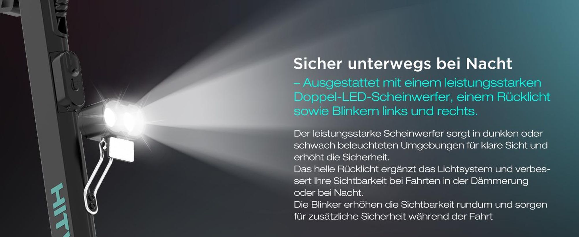 HITWAY H11 E-Scooter mit ABE, Elektroscooter mit 250W*2 Motor Spitze 1800*2, bis zu 100 km, 52V 23,4Ah, App & NFC, 10 " Offroad Luftreifen, IPX6