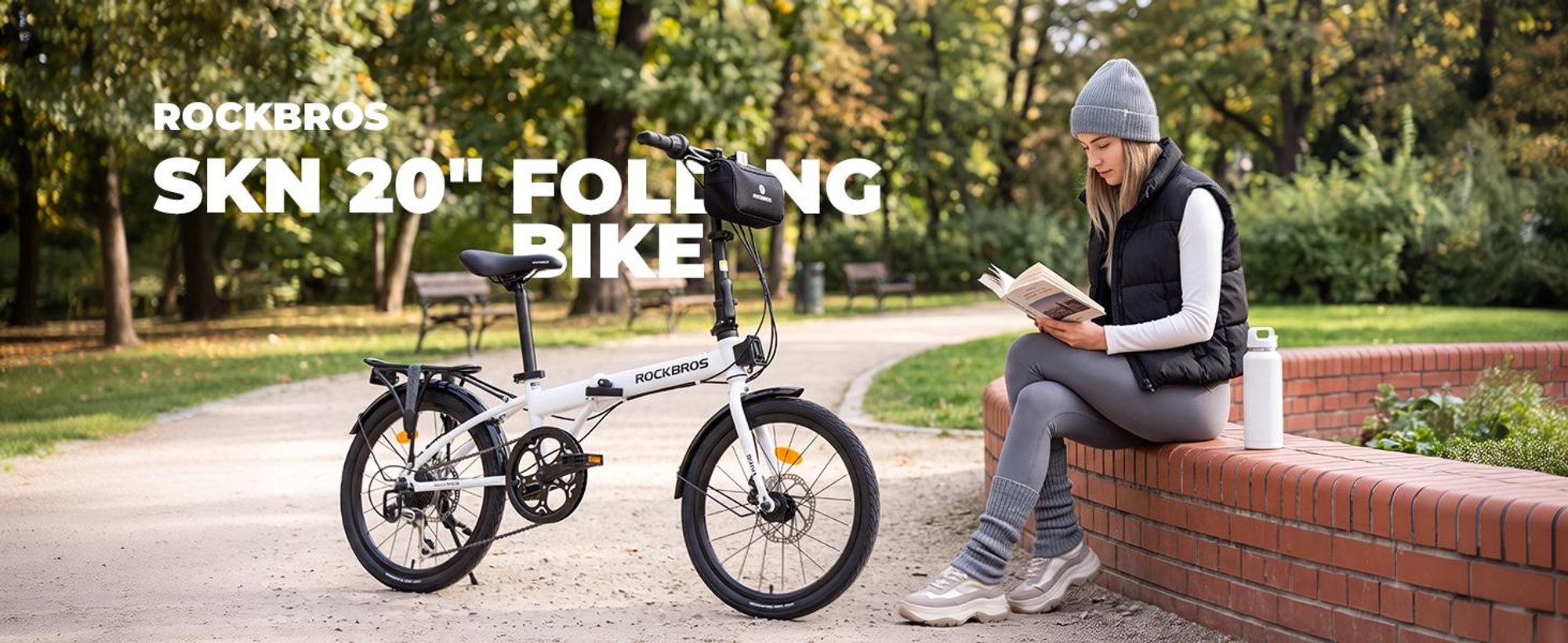 ROCKBROS SKN Klapprad 20 Zoll Faltrad, Hi-Ten Stahl Rahmen mit 7 Gang mit Gepäckträger & Schutzbleche City Bike Pendler EU Schwarz
