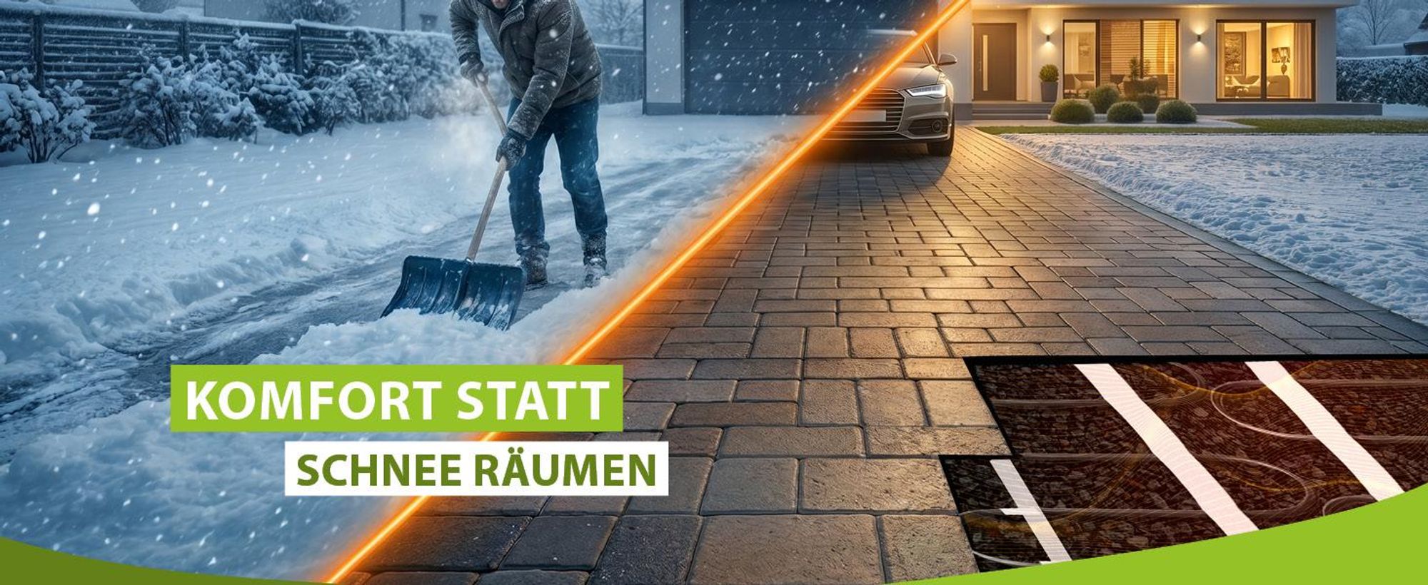 Mi-Heat Heizmatte Außenbereich 300W/m² 5,0m² zur Schnee- und Eisfreihaltung von Wegen