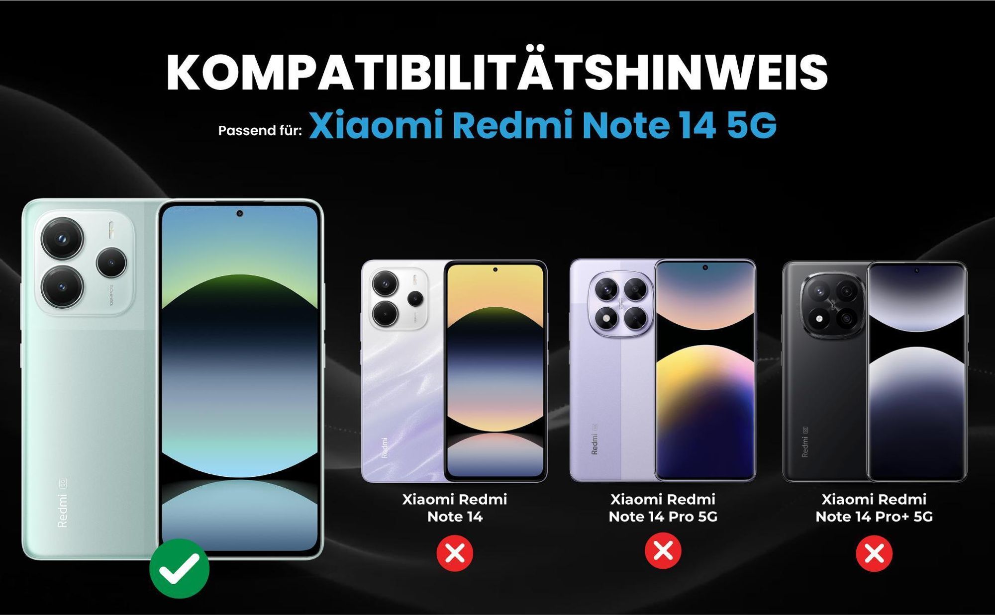 Kompatibilitätshinweise Hülle für Xiaomi Redmi Note 14 5G