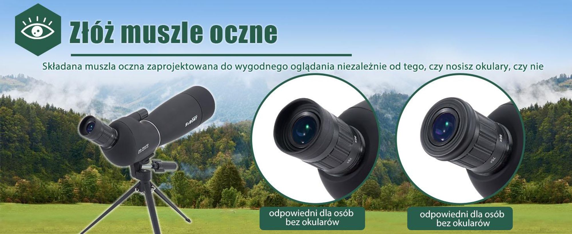 Lunety obserwacyjne Svbony SV28, luneta 25-75x70 ze statywem, pryzmat BAK4 & obiektyw FMC, luneta do obserwacji ptaków, strzelanie do celu