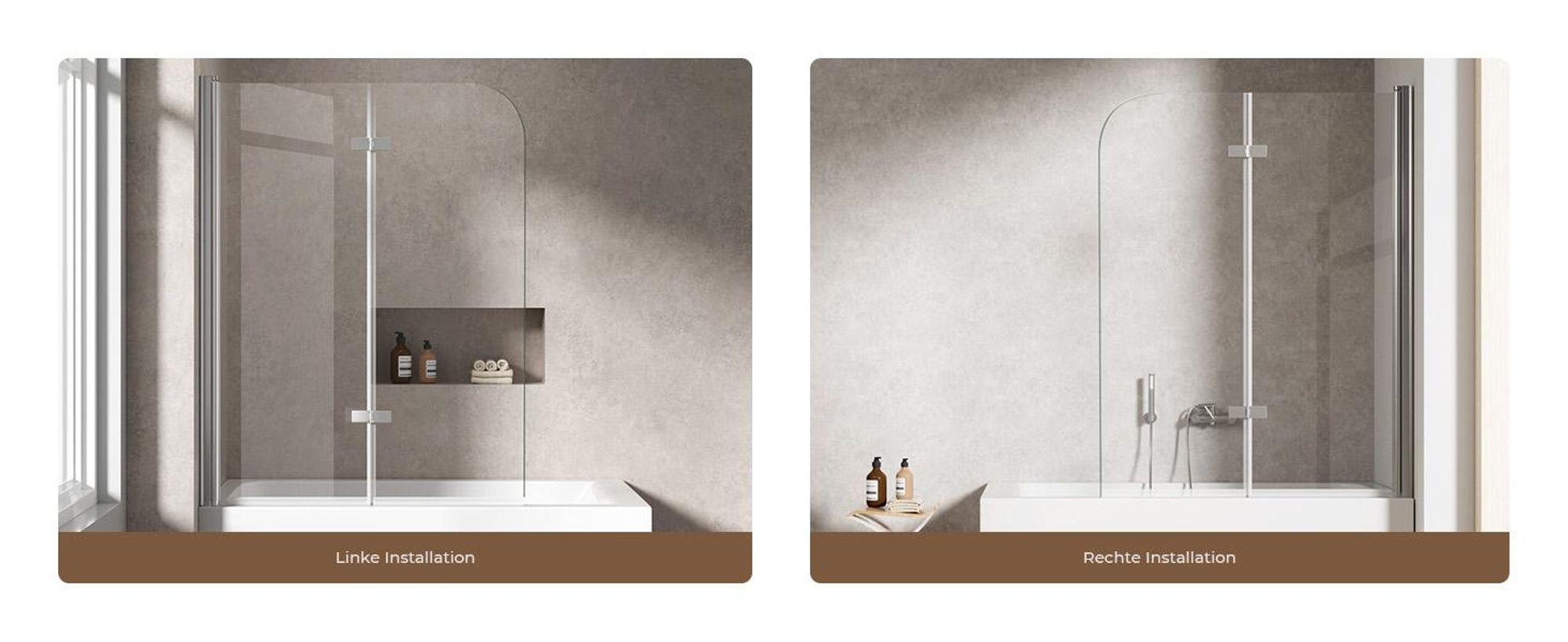 S'AFIELINA Duschabtrennung für Badewanne 100 x 140 cm 2-teiliges faltbares Wandpaneel badewannenaufsatz aus 6mm NANO Beschichtung ESG-Sicherheitsglas