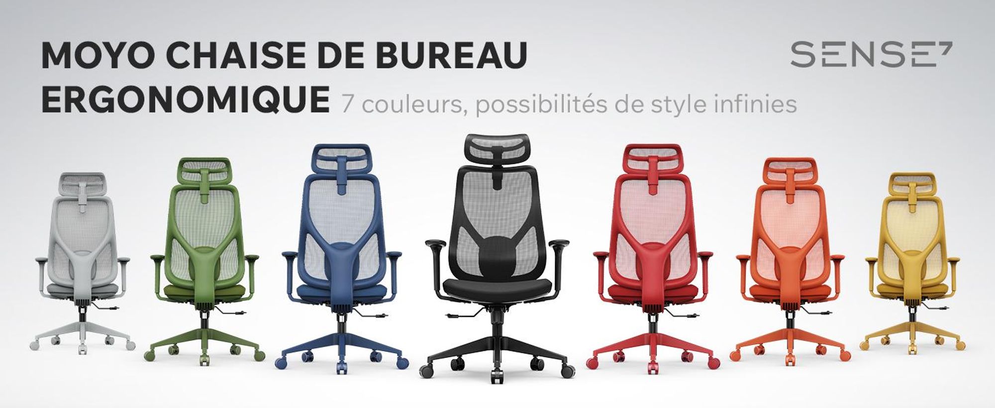 SENSE7 Moyo : chaise de bureau ergonomique, chaise de bureau noire, accoudoirs 3D, dossier en résille, soutien lombaire, fauteuil de direction, chaise de bureau pour le télétravail, charge maximale 150 kg
