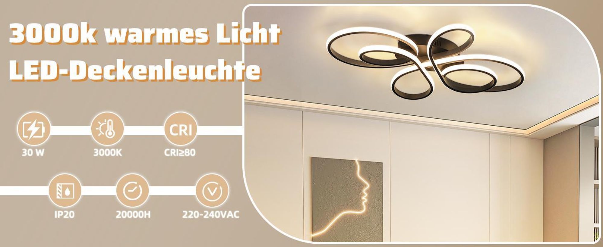 ZMH LED stropní svítidlo 40 cm do obývacího pokoje, 30 W, kuchyňské svítidlo, bílé, moderní svítidlo do obývacího pokoje, teplá bílá, stropní osvětlení do ložnice, předsíně a kuchyně