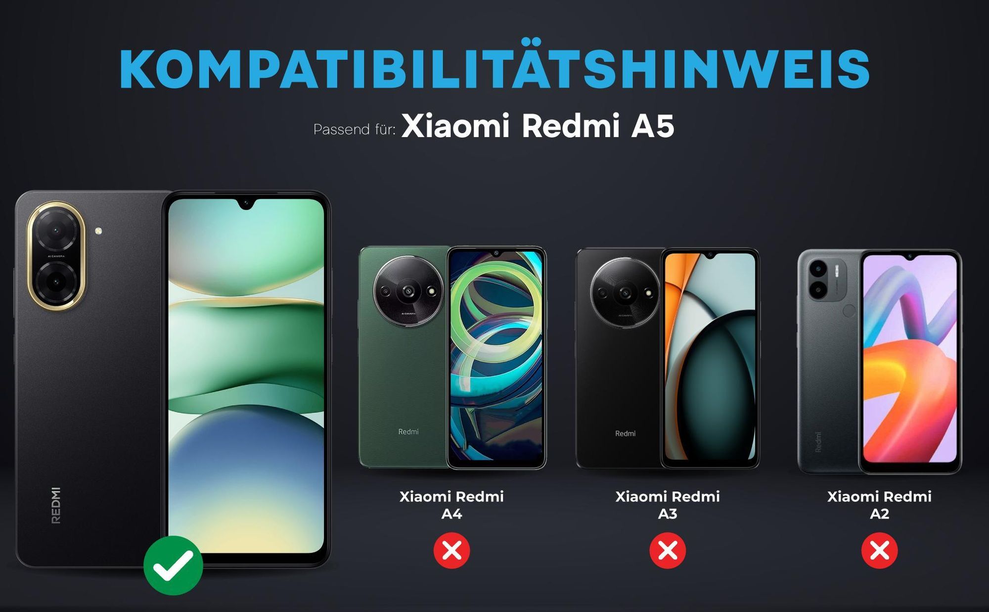 Kompatibilitätshinweise Kameraglas für Xiaomi Redmi A5