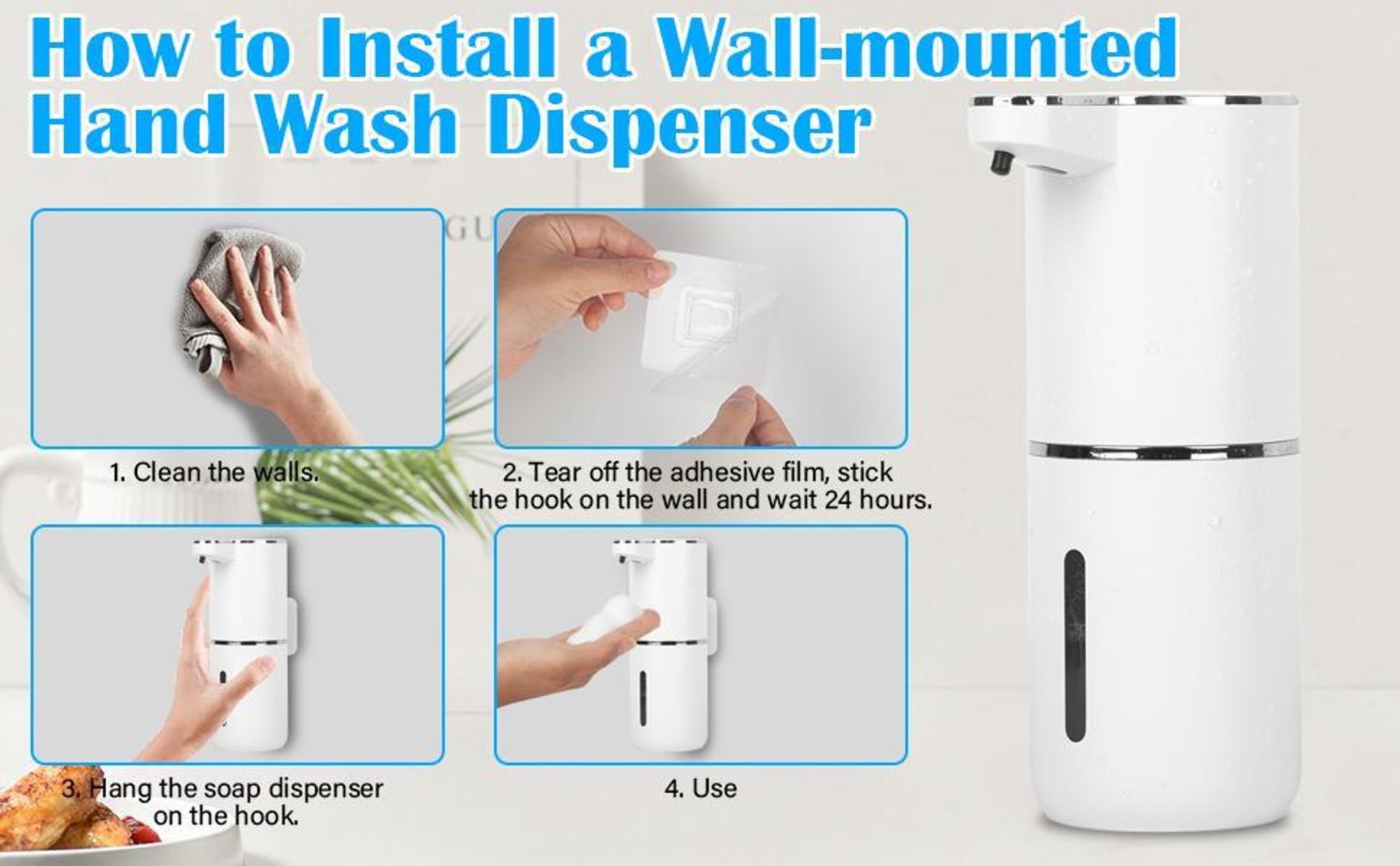 Seifenspender Automatisch, Sensor Infrarot, 380ml Berührungsloser Automatischer Seifenspender, USB Wiederaufladbar,IPX5 Wasserdicht für Bad Toilette