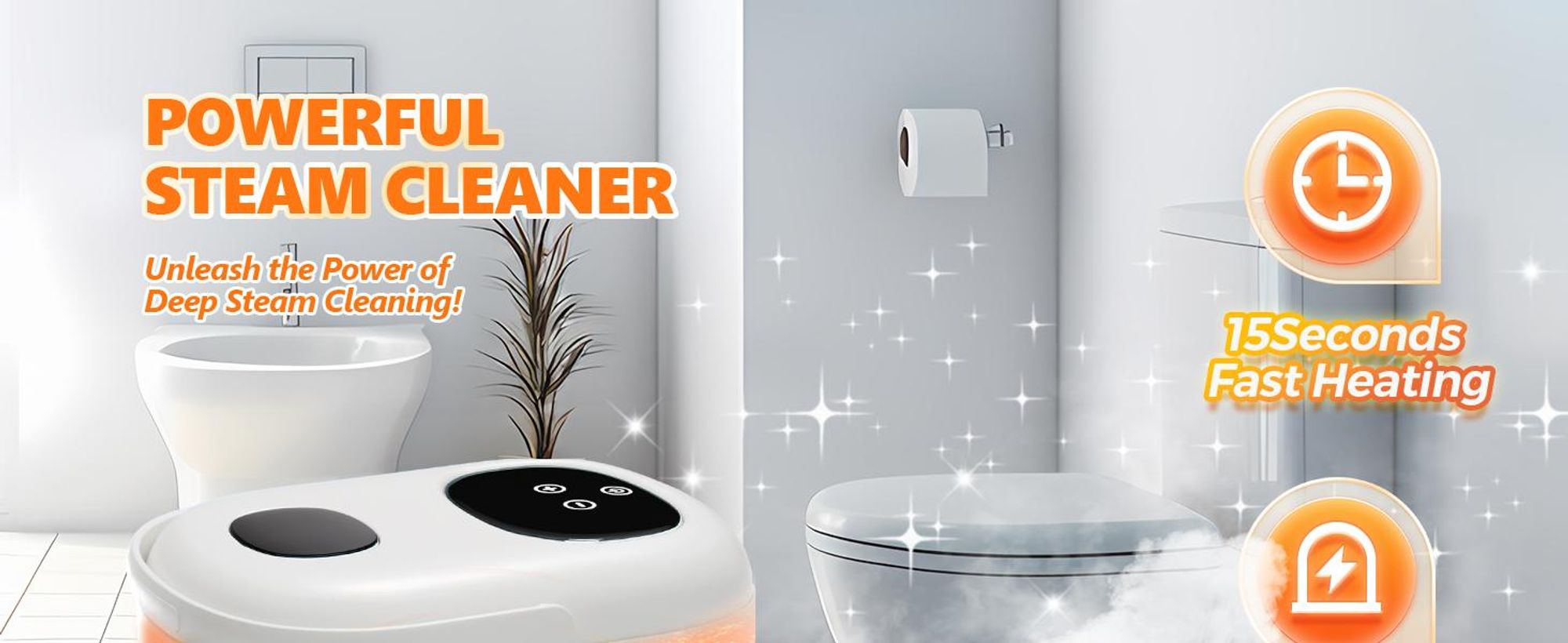 Dampfreiniger Handgerät, Steam Cleaner, 15 Sekunden Aufheizzeit, 1.1L Wassertank, Dampfreiniger für Alles, Tragbarer Steamer, Handdampfreiniger für Bo