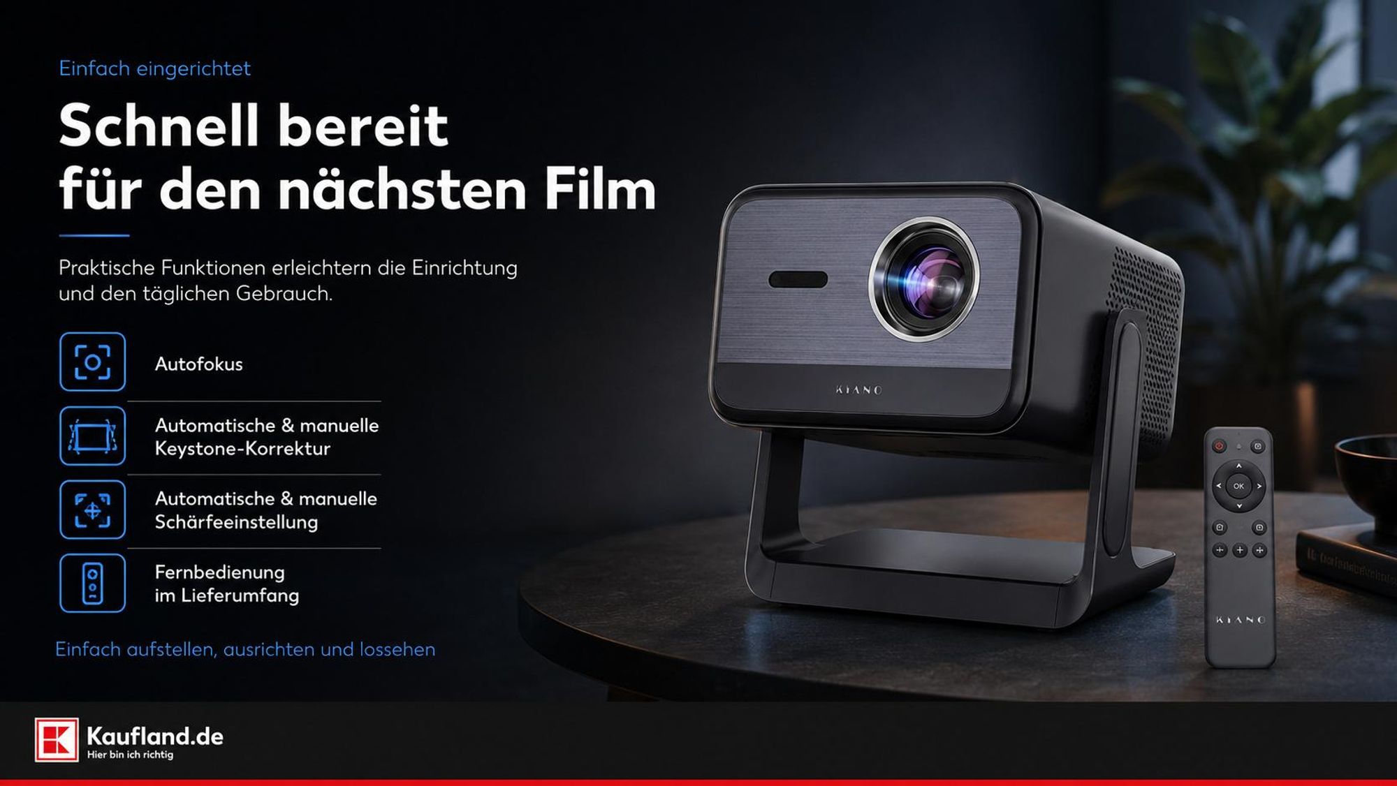Kiano Elegance Cinema PRO Full HD Smart Beamer Netflix WiFi 6 200 Zoll Bluetooth