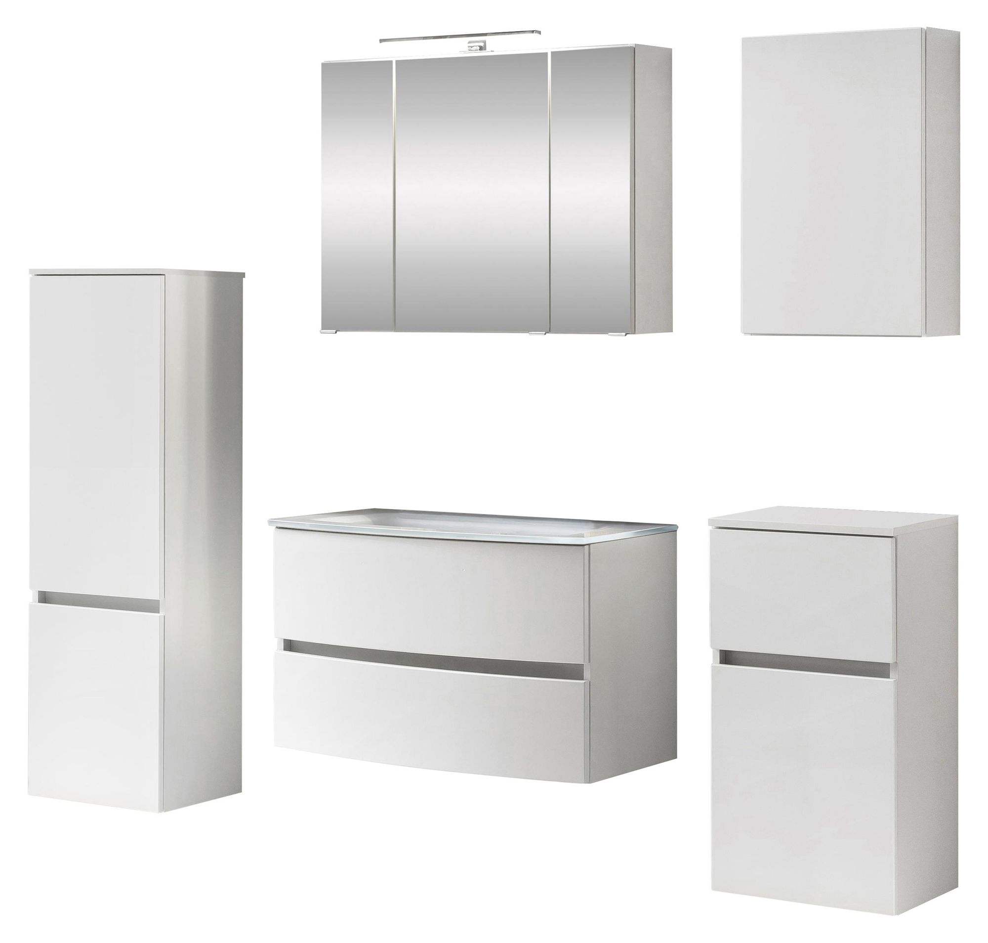 freiraum Badezimmer-Set – Badmöbel-Set mit Softclose und Glas-Waschbecken