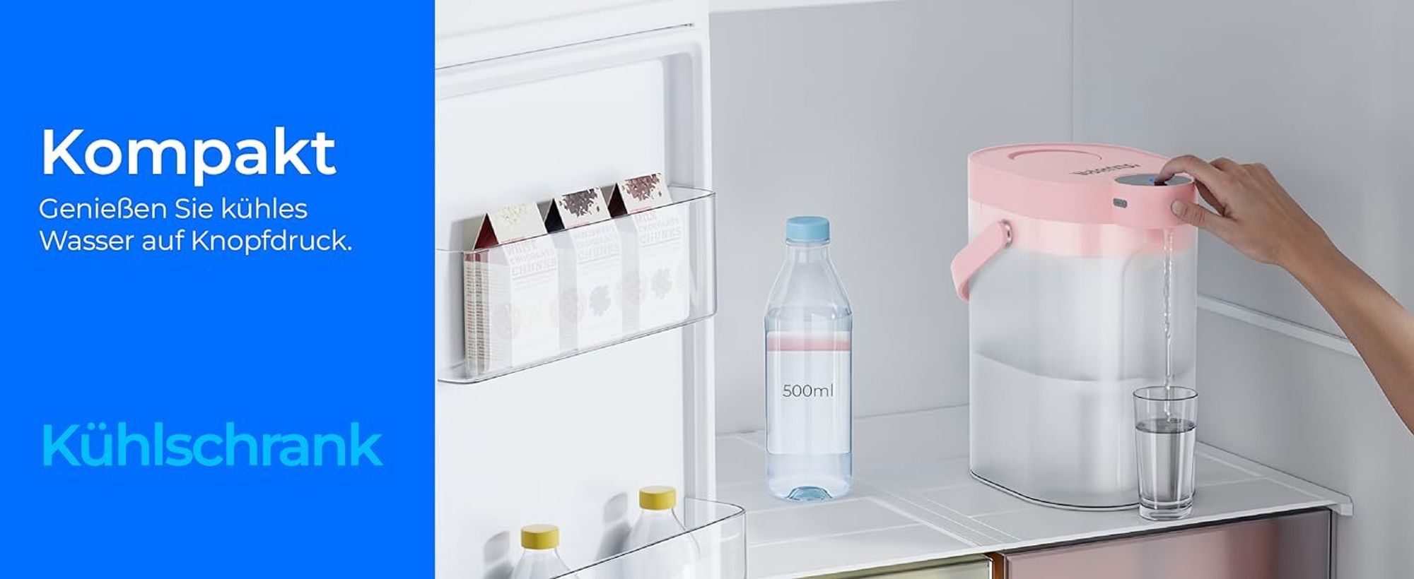 Waterdrop FreshTaste Wasserenthärte Elektrischer Wasserfilter Kanne, 4L Wasserfilter Spender für Kühlschrank, Reduziert Kalk, Chlor