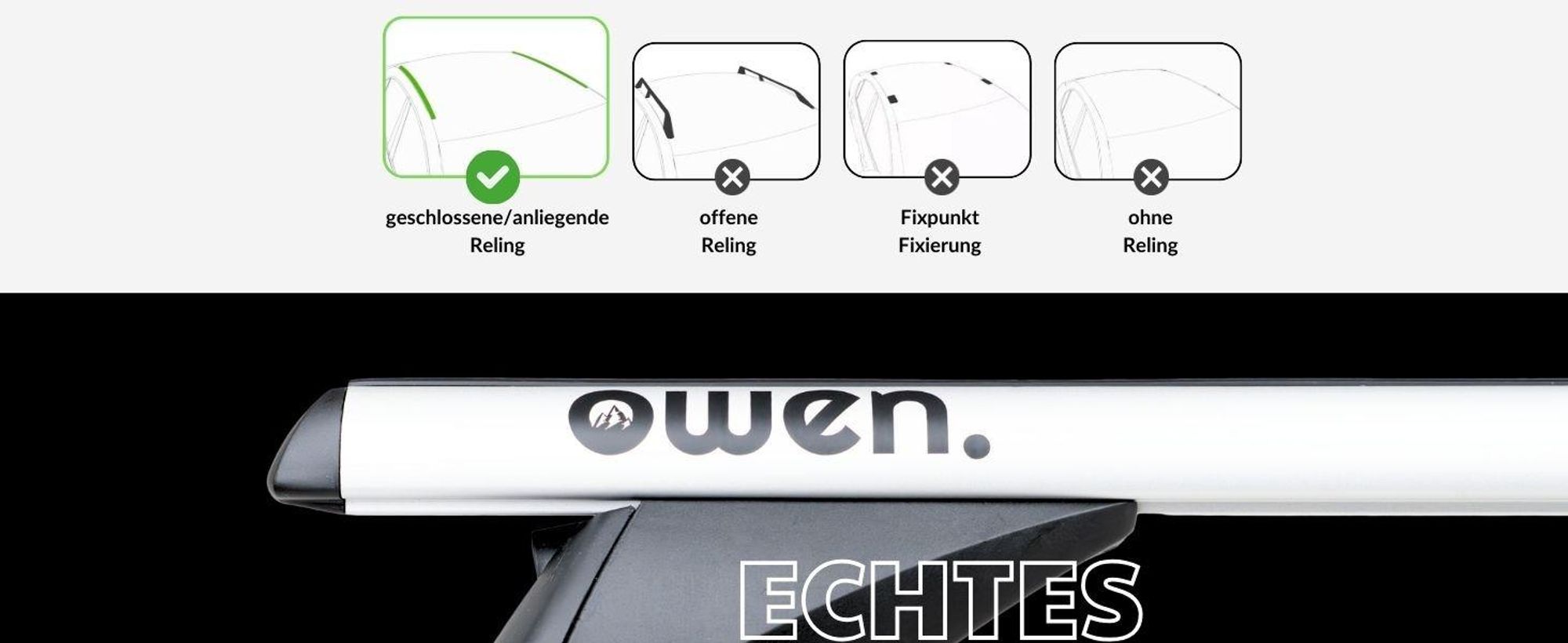 Nur für Fahrzeuge mit geschlossener oder anliegender Reling geeignet.