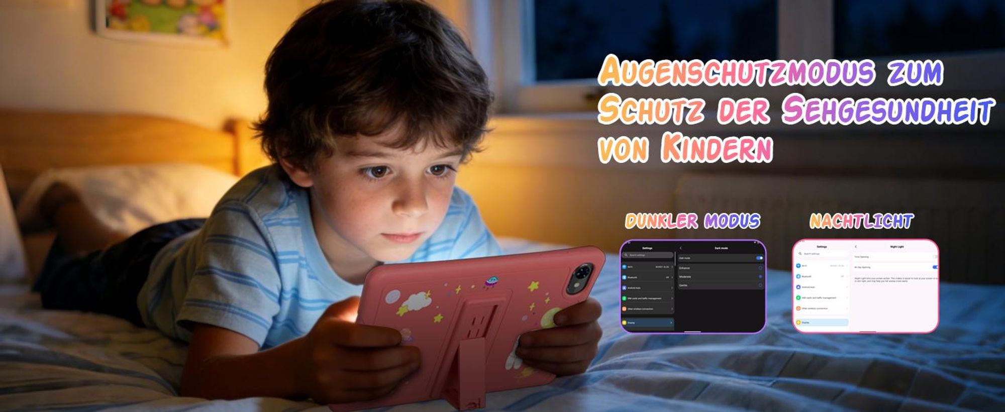 Tabwee K10 Kids 10.1" Blau Tablet, Google Kids Space, 4GB RAM+64GB ROM, Android 15 WiFi Tablet für Kind mit Kindgerechte Hülle und Stift, 5000mAh