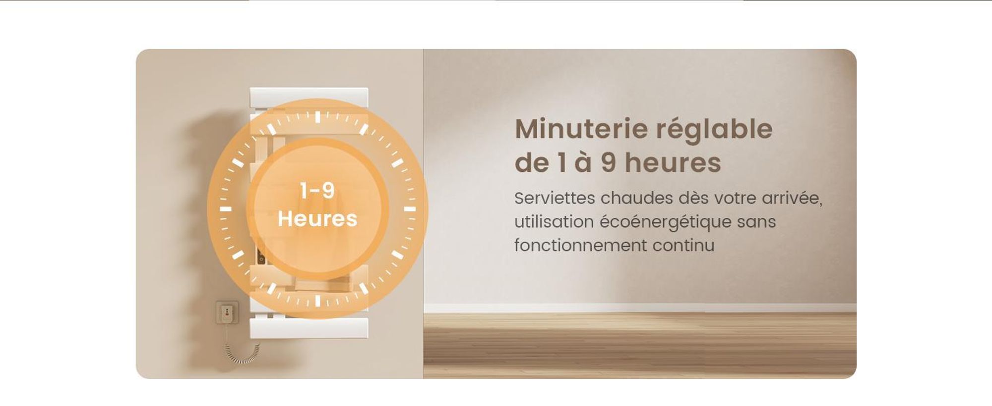 EMKE Sèche-serviettes électrique 1300X500mm 440W blanc, intelligent WiFi App, LCD tactile, Minuterie 1-9H, IPX5