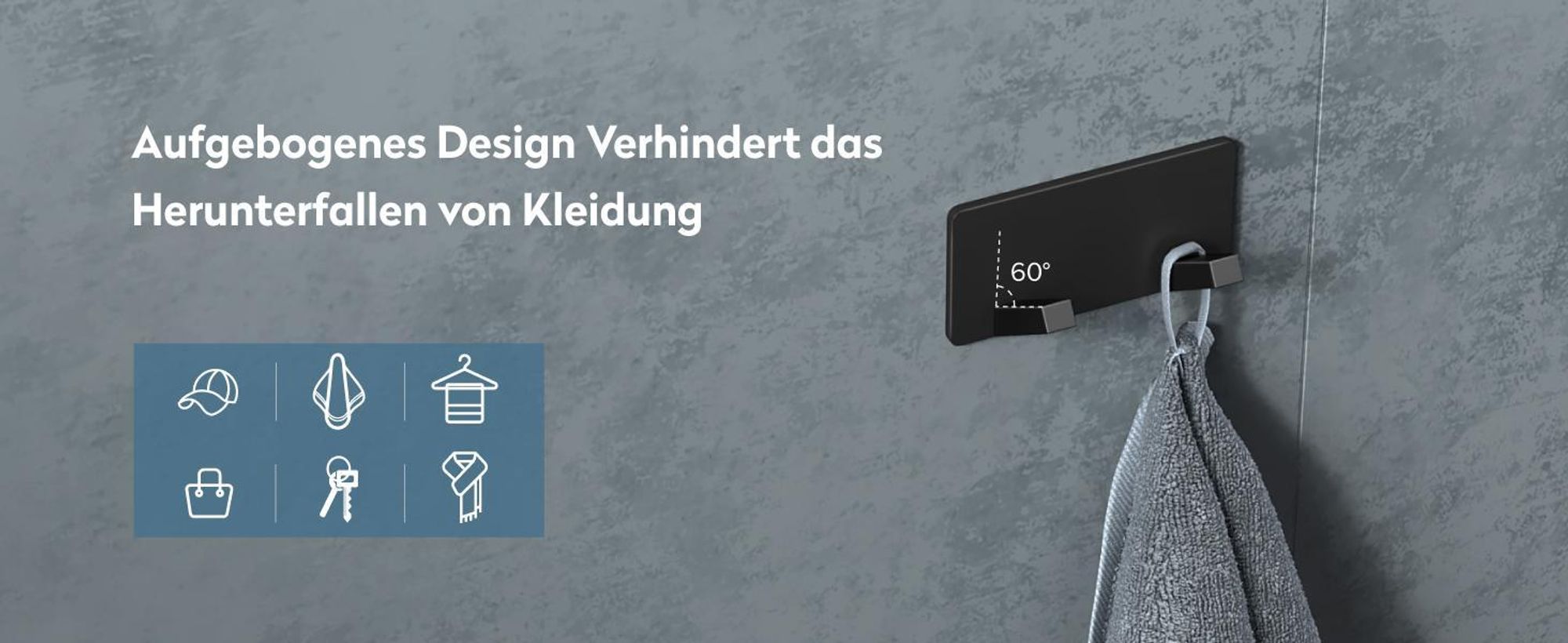 doporro Garderobenhaken Edelstahl, Kleiderhaken Wand mit 2 Haken, selbstklebend & ohne Bohren Matt Weiß für Jacken, Handtücher Stalo-04