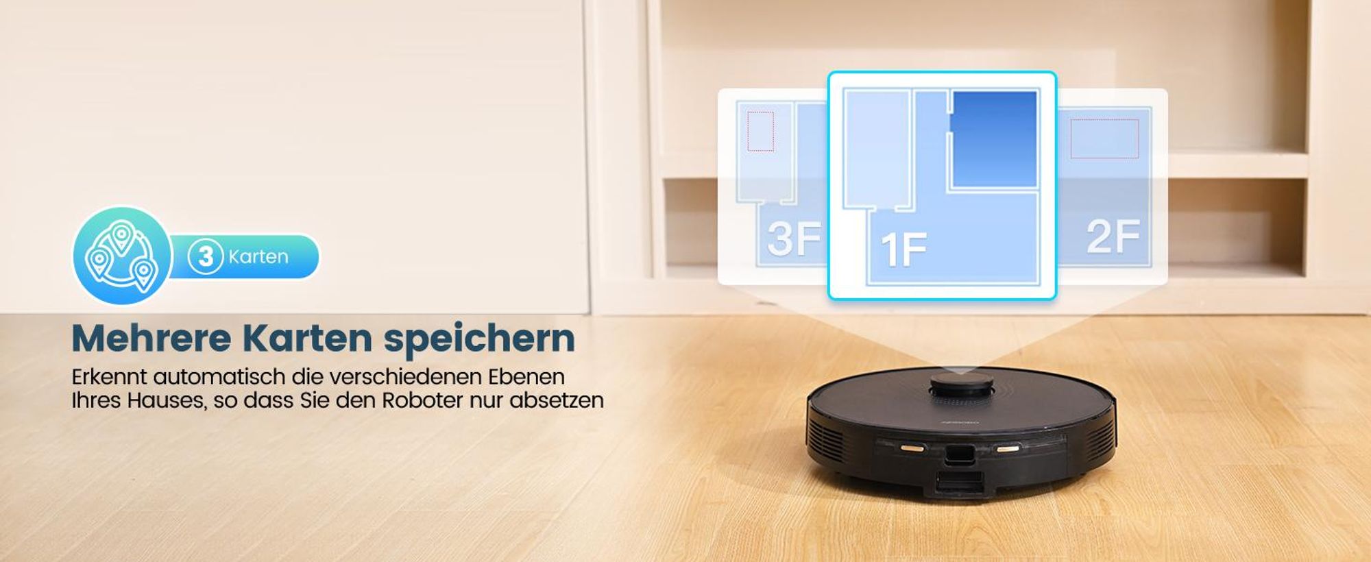 AIRROBO Nass-Trocken-Saugroboter L40 Plus Sauger und Wisch Staubsauger mit Wischfunktion Absaugstation, 5500Pa, 180min, 200m², 60 Tage freihändig