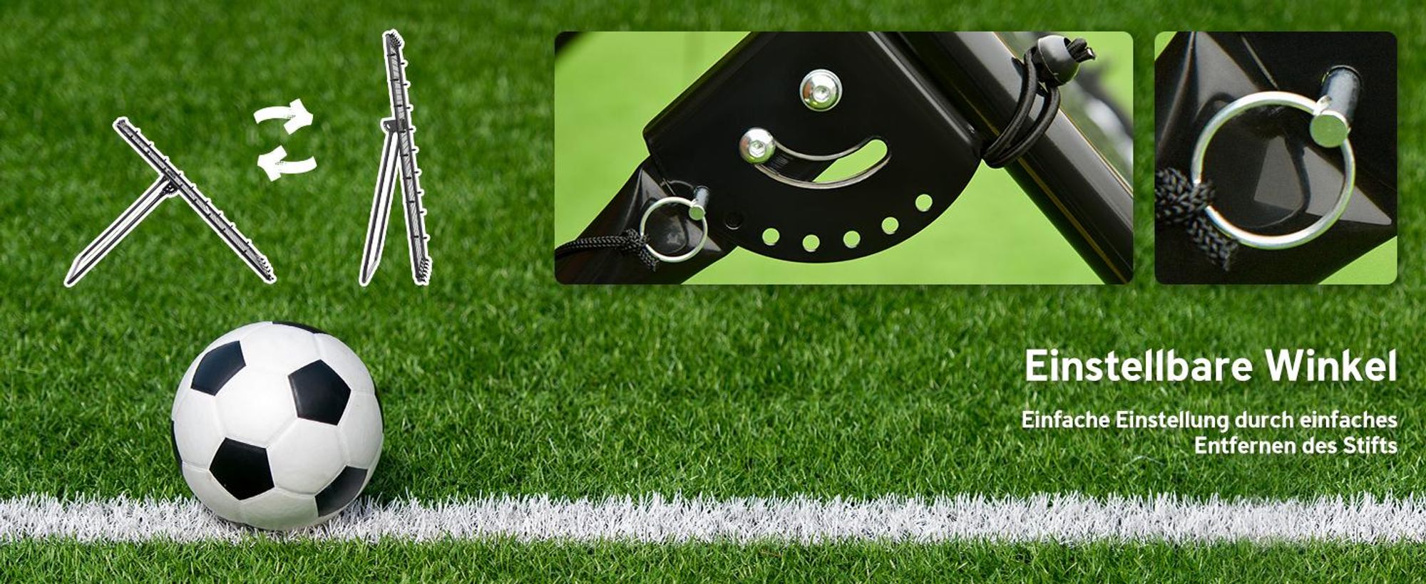 HOMCOM Fußball Rebounder, Klappbarer Fußballtor, Kickback Rückprallwand mit 4 Verstellbaren Stufen, Metallrahmen für Kinder, Erwachsene