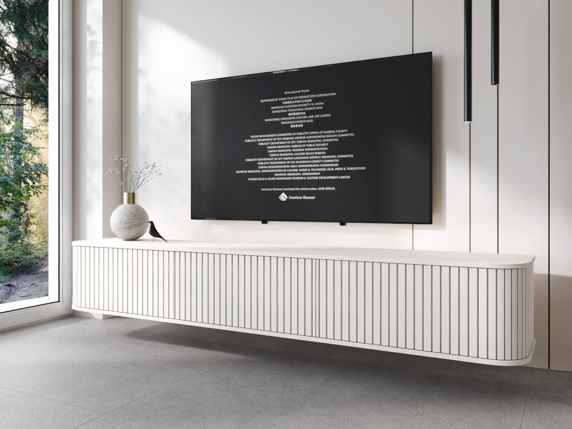 Hängender TV Lowboard ZYLIO 215 weiß