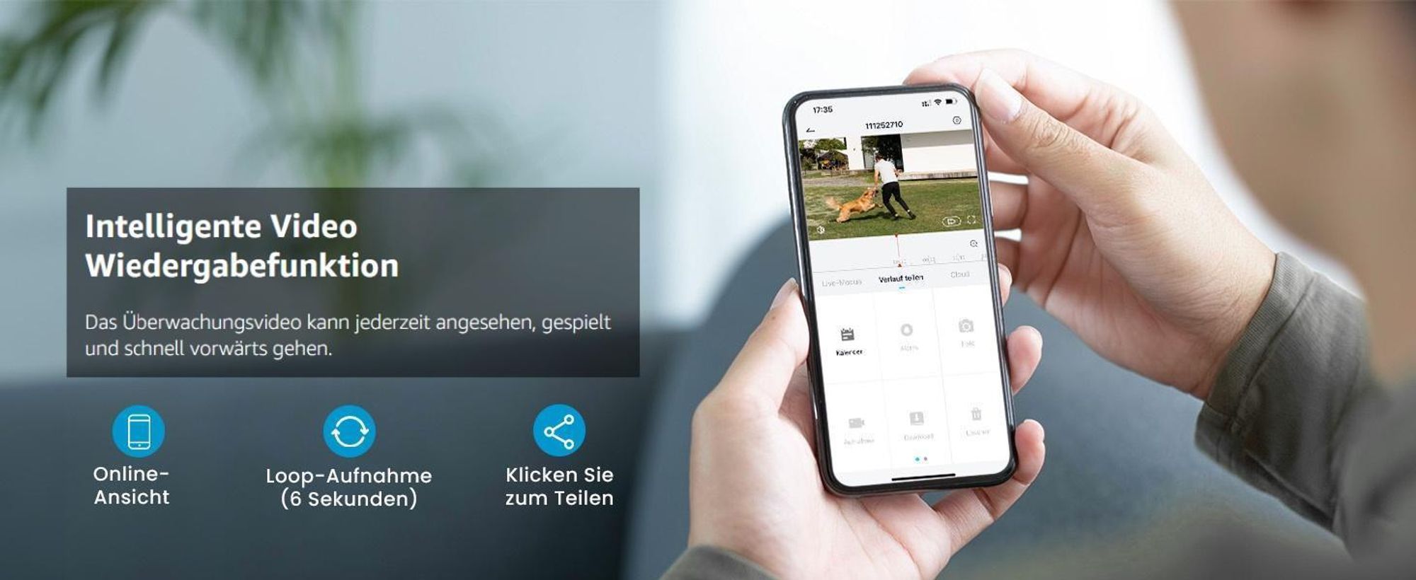 2K Überwachungskamera Aussen WiFi 5MP 360° PTZ Solar Kamera 30M Farbige Nachtsicht PIR Bewegungserkennung Alexa Kompatibel 4DBi WLAN-Antenne mit 64G