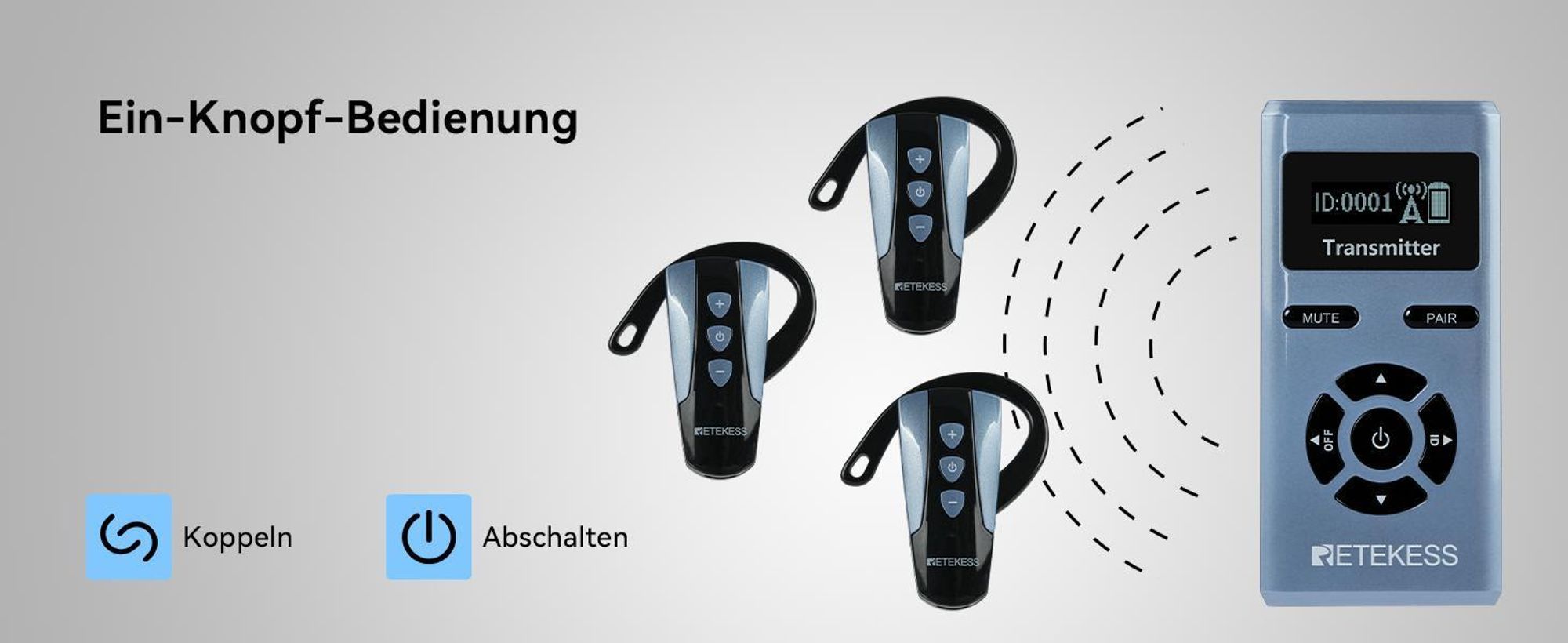 Retekess TT106S Tour Guide System, Audio System, Lange Lebensdauer, 200 m, One-Touch-Steuerung, Großtasten-Design, für Konferenzen, Reisen