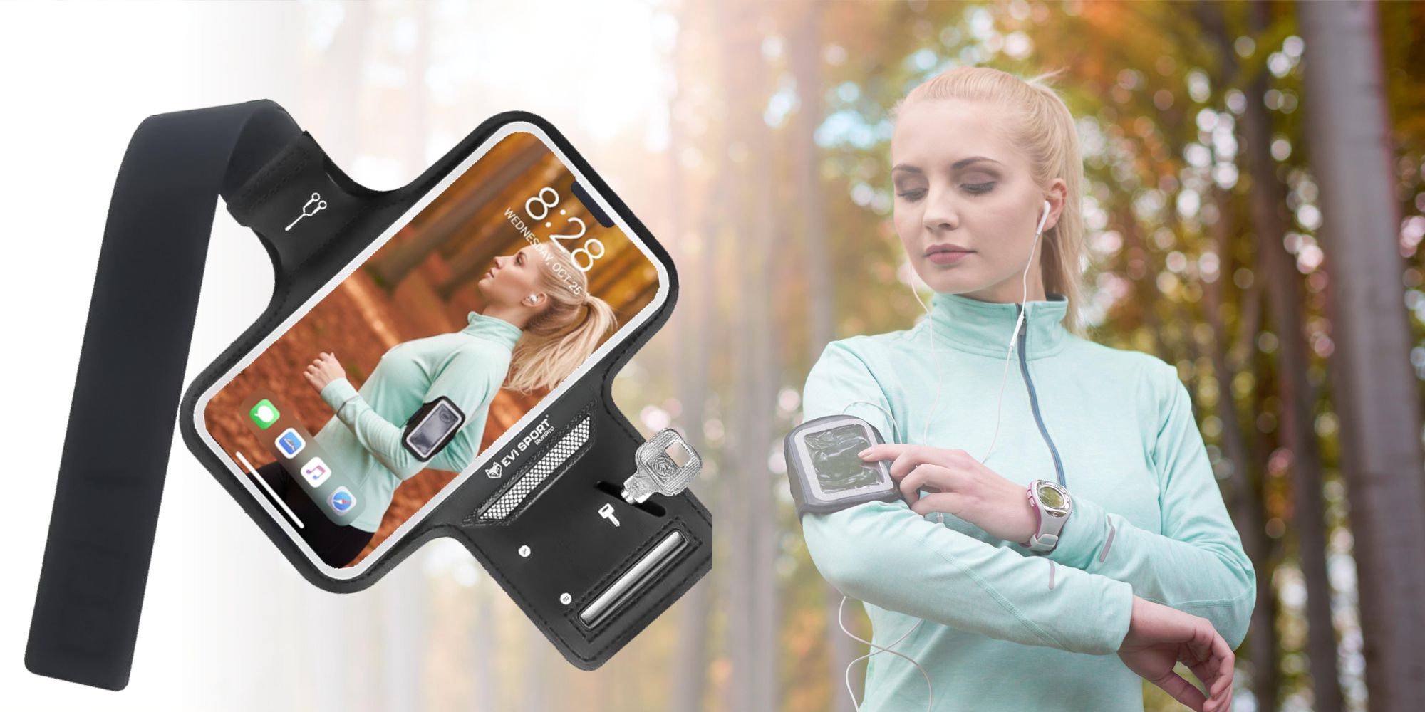 Sportarmband Handy 6,9 Zoll, Laufarmband Wasserabweisend für iPhone & Samsung, Jogging Tasche mit Touch-Funktion & Schlüsselfach, EVI RunPro