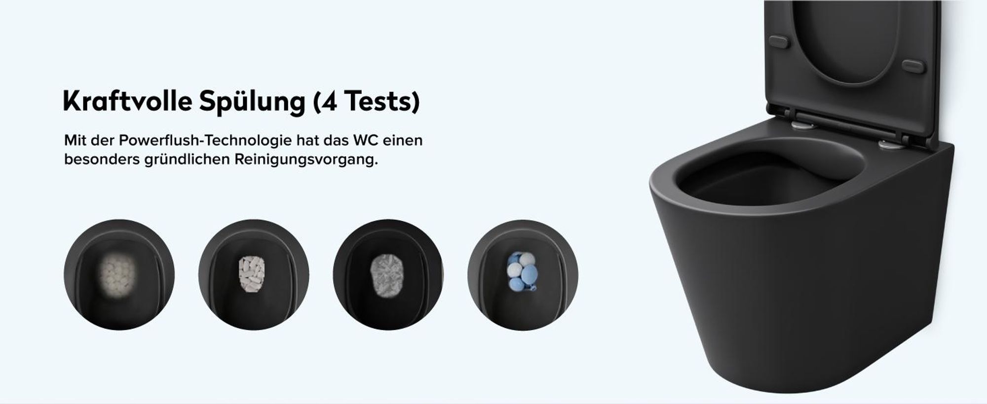 doporro Wand WC Design WC schwarz matt inkl. Softclose Absenkautomatik 49x35,5x35 cm Hänge-Toilette Weiß spülrandlos Hänge-WC aus Keramik Aachen108