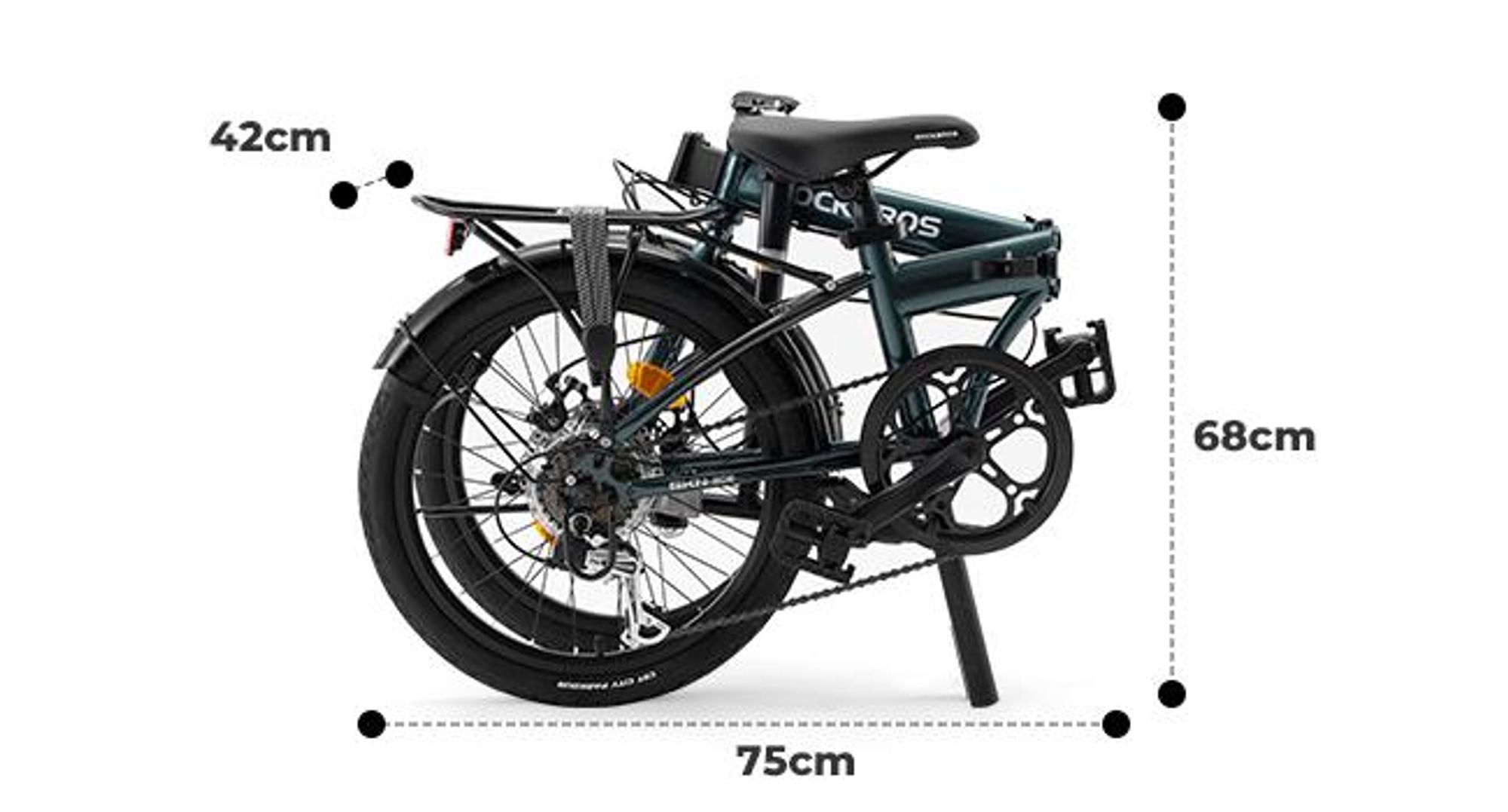 ROCKBROS SKN Klapprad 20 Zoll Faltrad, Hi-Ten Stahl Rahmen mit 7 Gang mit Gepäckträger & Schutzbleche City Bike Pendler EU Schwarz
