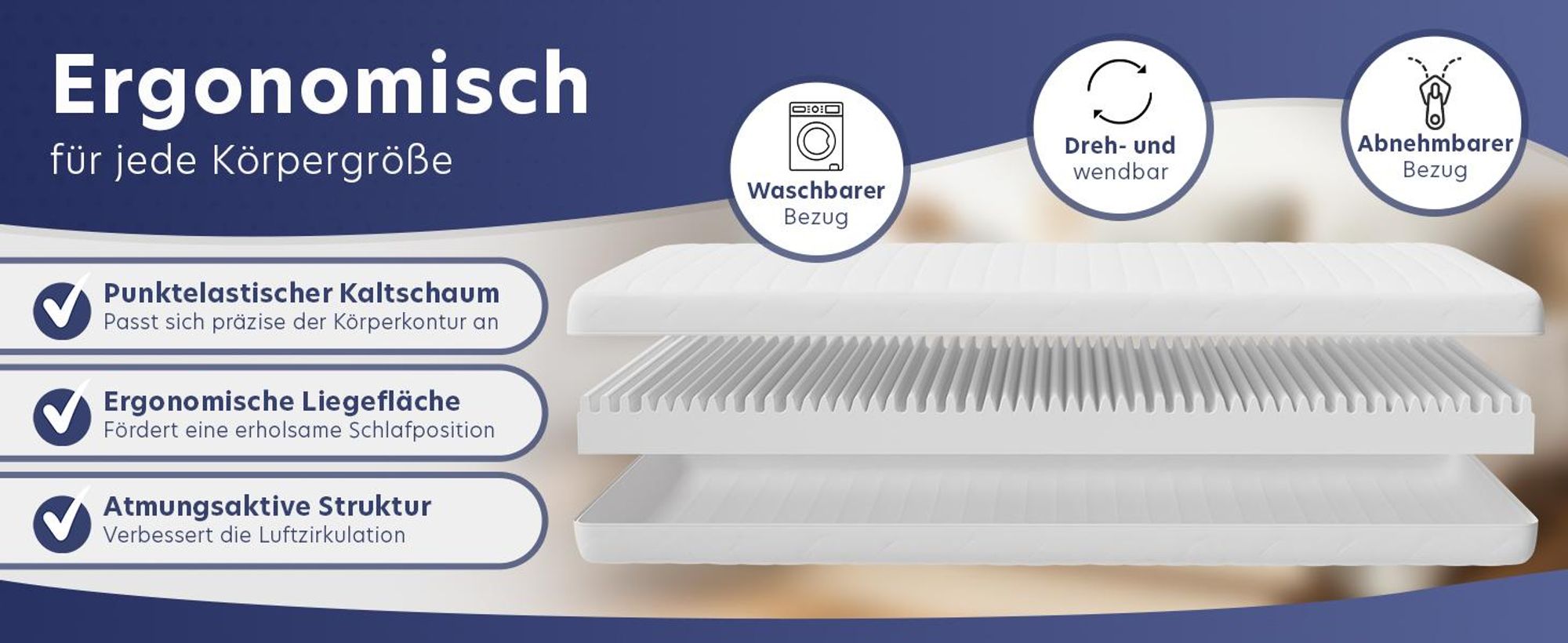 Ergonomische 7-Zonen Kaltschaummatratze - 11cm - H2&H3 - (140 x 200 cm) - Träumegut24