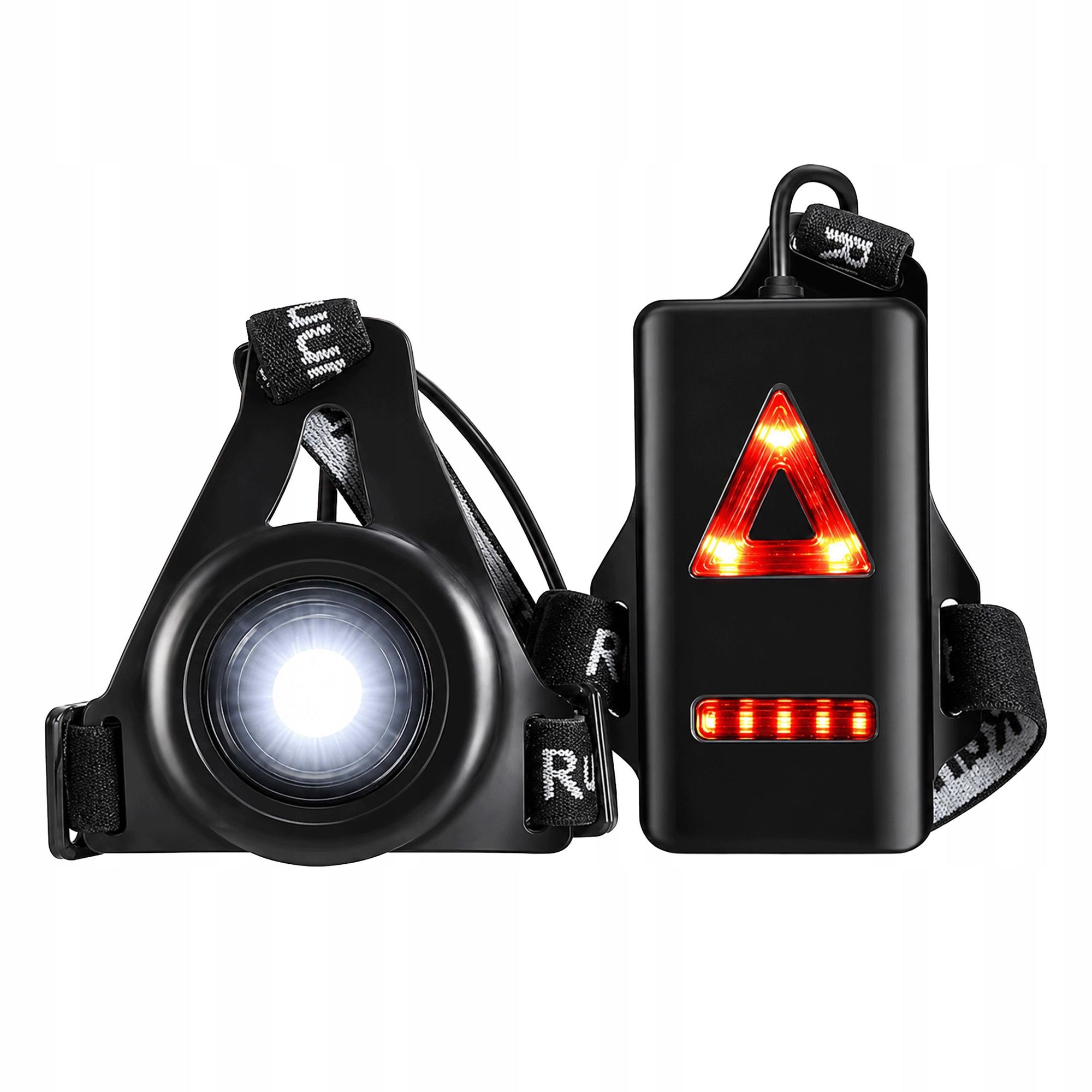 KRUMAD LED Lauflicht Brustlampe für Jogger & Radfahrer, 250lm Laufweste mit Frontlicht & Rücklicht, USB Aufladbar, Reflektorweste
